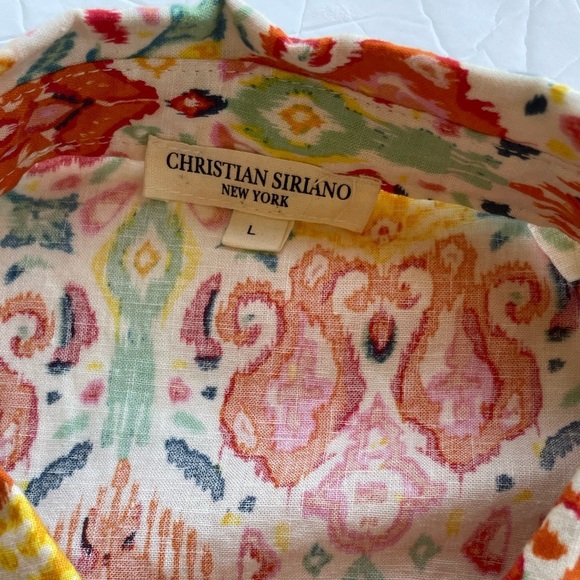 Short Sleeve Top Christian Siriano New York Button Up Crop Size Large - Picture 8 of 10